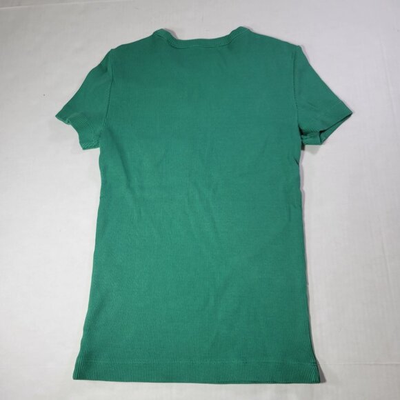 Madewell Women Green Garment Dyed Ribbed Short Sleeve Cotton Tee Size XS - Picture 6 of 6